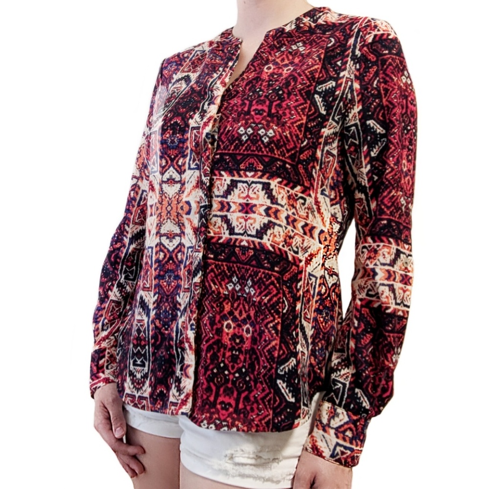 Sanctuary tribal patterned blouse, 2 way sleeve